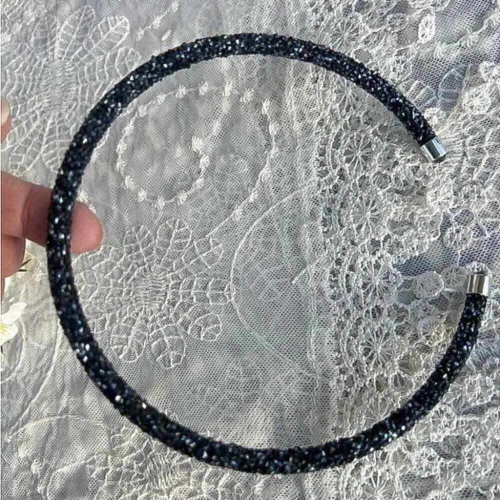 Black Pave Crystal Headband or Collar Necklace